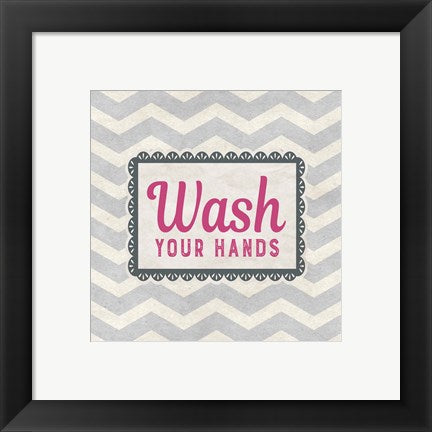Framed Art Wash Your Hands Gray Pattern Wall Decor 18x24 Artwork