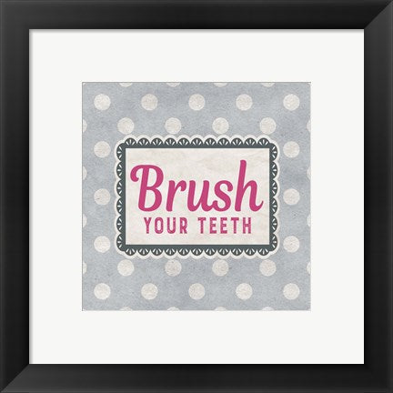 Framed Art Brush Your Teeth Gray Pattern Wall Decor18x24 Artwork