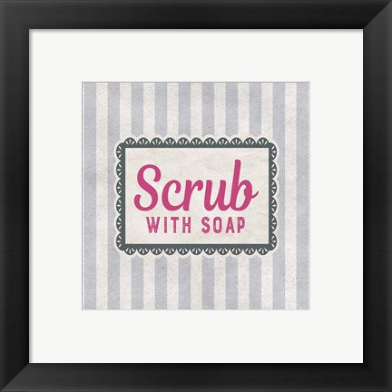 Framed Art Scrub With Soap Gray Pattern Wall Decor 18x24 Artwork