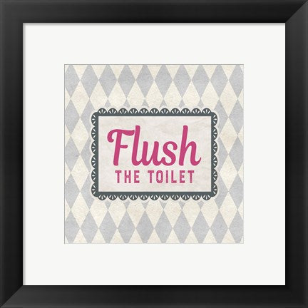 Framed Art Flush The Toilet Gray Pattern Wall Decor18x24 Artwork
