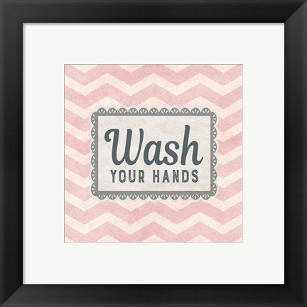 Framed Art Wash Your Hands Pink Pattern Wall Decor 18x24 Artwork