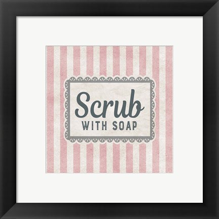 Framed Art Scrub With Soap Pink Pattern Wall Decor 18x24 Artwork
