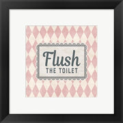 Framed Art Flush The Toilet Pink Pattern Wall Decor18x24 Artwork