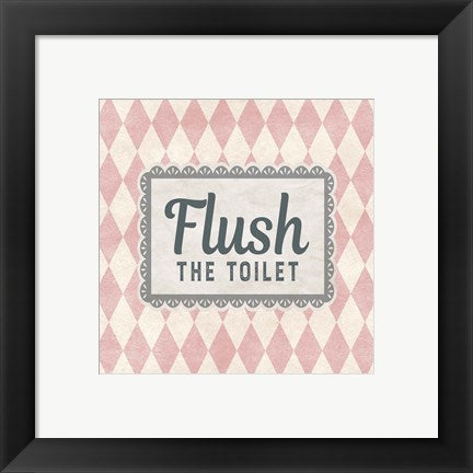 Framed Art Flush The Toilet Pink Pattern Wall Decor18x24 Artwork