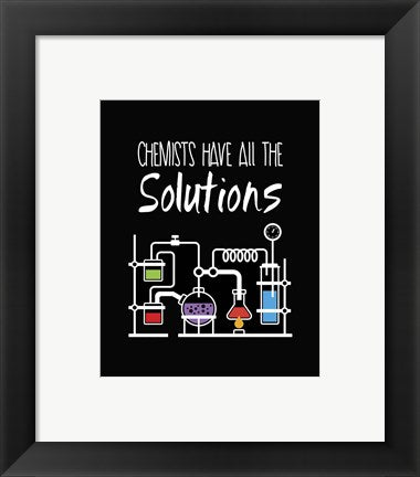 Framed Art Chemists Have All The Solutions Black Wall Decor18x24 Artwork