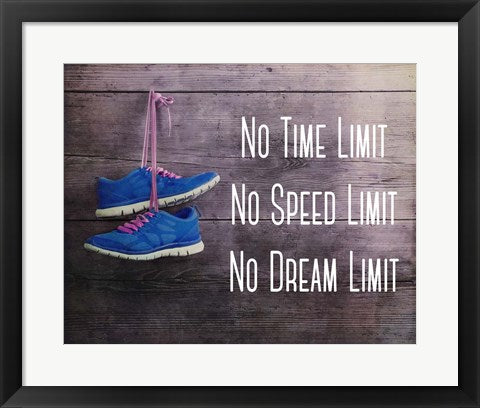 Framed Art No Time Limit No Speed Limit No Dream Limit Blue Shoes by Sports Mania Wall Decor 18x24 Artwork