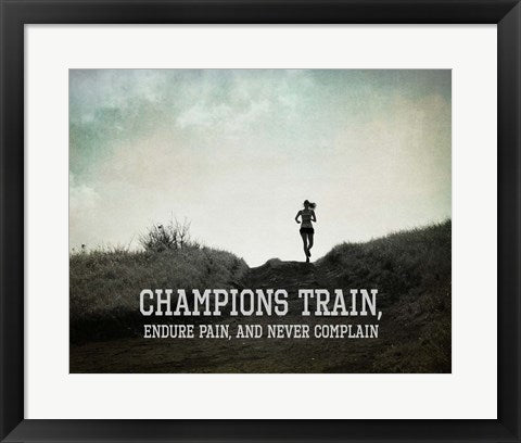 Framed Art Frame Art Champions Train Woman Black and White by Sports Mania Wall Decor 18x24 Artwork
