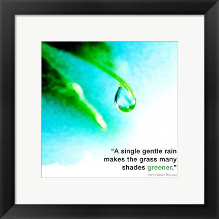 Framed Art A Single Gentle Rain - Henry Thoreau Quote (Droplet) Wall Decor18x24 Artwork