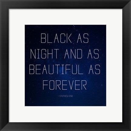 Framed Art Frame Art Black as Night - Stephen King Quote Wall Decor 18x24 Artwork