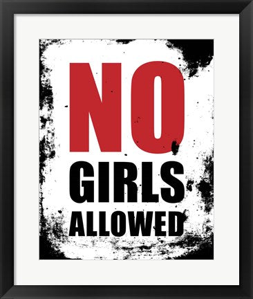 Framed Art No Girls Allowed - White Grunge Wall Decor 18x24 Artwork