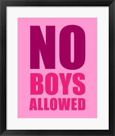Framed Art No Boys Allowed - Pink Wall Decor 18x24 Artwork