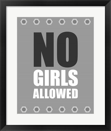 Framed Art No Girls Allowed - Metal Wall Decor 18x24 Artwork