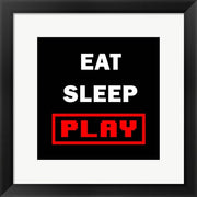 Framed Art Eat Sleep Play - Black with Red Text Wall Decor18x24 Artwork