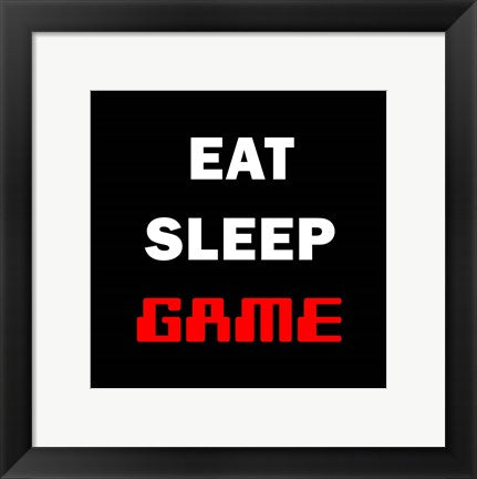 Framed Art Eat Sleep Game - Black Wall Decor18x24 Artwork