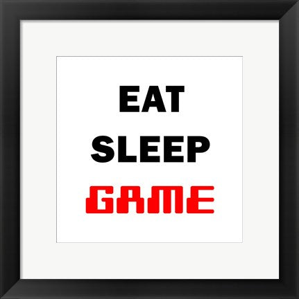 Framed Art Eat Sleep Game - White Wall Decor18x24 Artwork