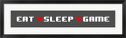 Eat Sleep Game -  Gray Panoramic with Pixel Hearts by Color Me Happy