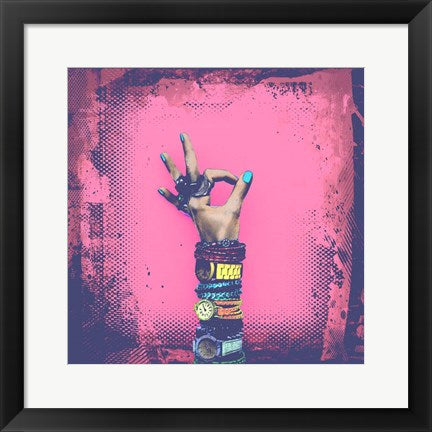 Framed Art OK! Grunge Halftone Pink Wall Decor 18x24 Artwork