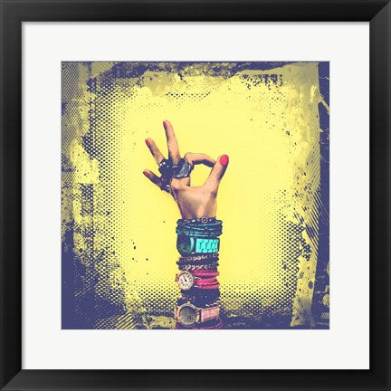 Framed Art OK! Grunge Halftone Yellow Wall Decor 18x24 Artwork