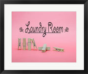 Laundry Room Sign Clothespins Pink Background by Color Me Happy
