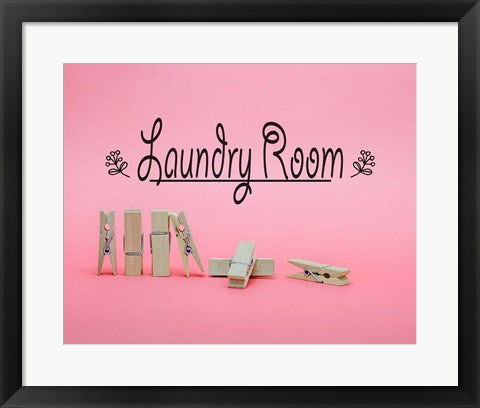 Laundry Room Sign Clothespins Pink Background by Color Me Happy