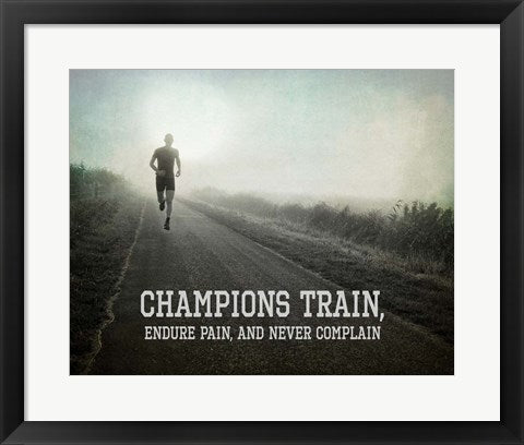 Framed Art Frame Art Champions Train Man Black and White by Sports Mania Wall Decor 18x24 Artwork