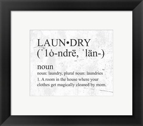Framed Art Laundry Definition Wall Decor 18x24 Artwork