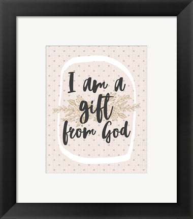 Framed Art I am a Gift from God Dot Pattern Wall Decor 18x24 Artwork