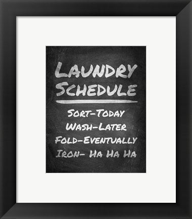 Framed Art Laundry Schedule Chalkboard Wall Decor 18x24 Artwork