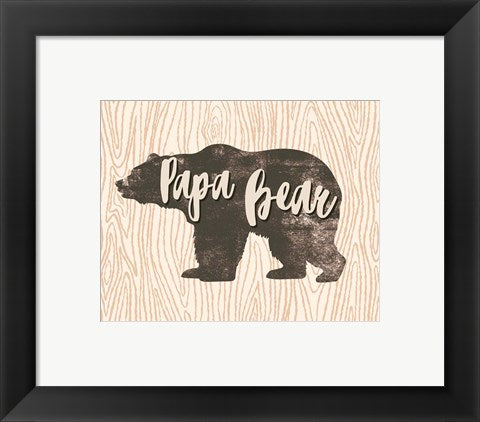Framed Art Papa Bear Silhouette Wall Decor 18x24 Artwork