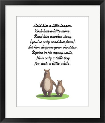 Framed Art Hold Him A Little Longer Bear And Cub White Wall Decor 18x24 Artwork