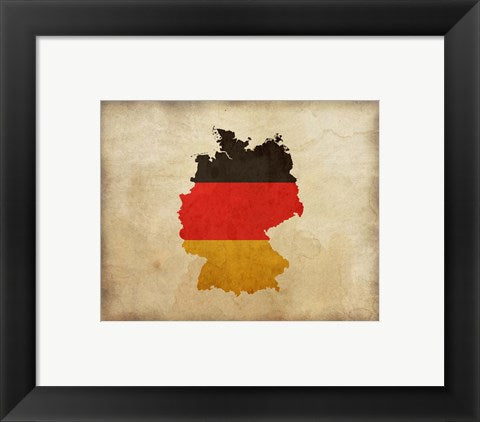 Framed Art Map with Flag Overlay Germany Wall Decor 18x24 Artwork