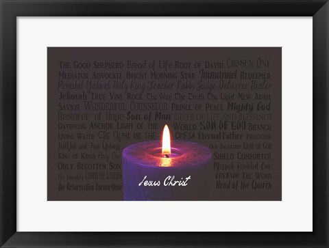 Framed Art Names of Jesus Purple Candle Wall Decor 18x24 Artwork