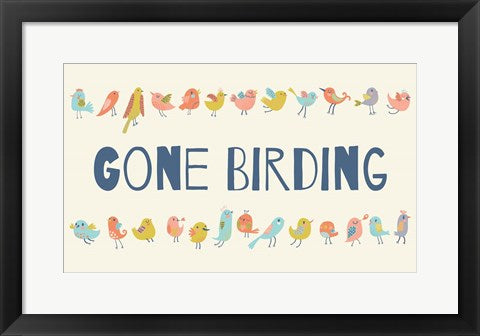Framed Art Gone Birding - Colorful Birds Wall Decor 18x24 Artwork