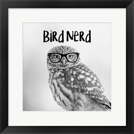 Framed Art Bird Nerd - Owl Wall Art Wall Decor 18x24 Artwork