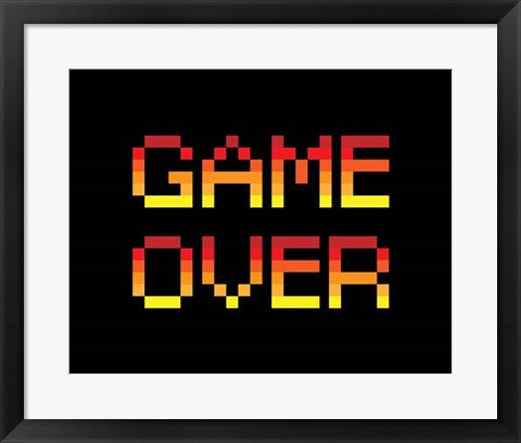 Framed Art Game Over - Red Wall Decor 18x24 Artwork