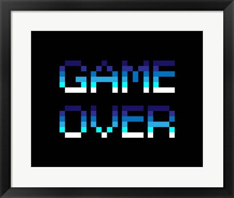 Framed Art Game Over - Blue Wall Decor 18x24 Artwork