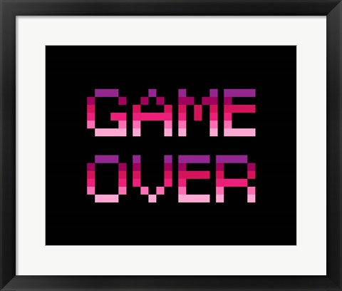 Framed Art Game Over - Purple Wall Decor 18x24 Artwork