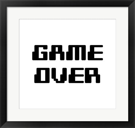 Framed Art Game Over - White Wall Decor 18x24 Artwork