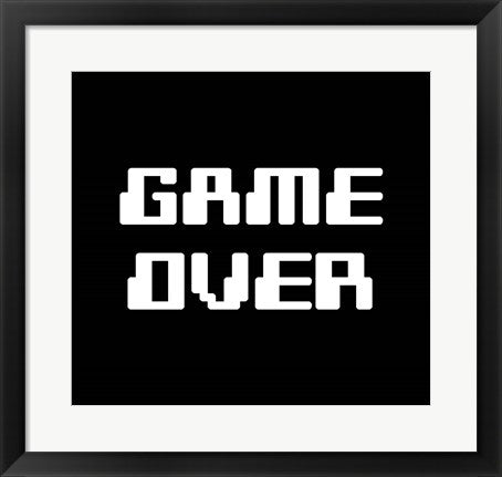 Framed Art Game Over - Black Wall Decor 18x24 Artwork