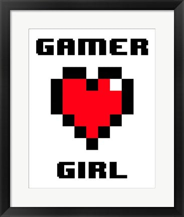 Framed Art Gamer Girl - White Wall Decor 18x24 Artwork