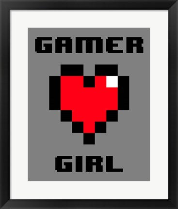 Framed Art Gamer Girl - Gray Wall Decor 18x24 Artwork