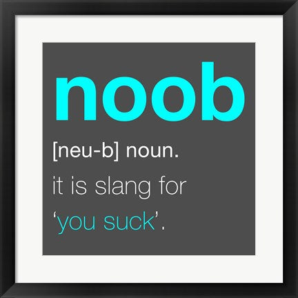 Framed Art Noob - Gray and Cyan Wall Decor 18x24 Artwork