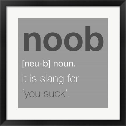 Framed Art Noob - Gray Wall Decor 18x24 Artwork