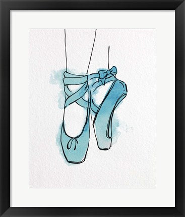 Framed Art Ballet Shoes En Pointe Blue Watercolor Part III Wall Decor18x24 Artwork