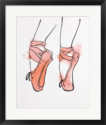 Framed Art Ballet Shoes En Pointe Orange Watercolor Part I Wall Decor18x24 Artwork