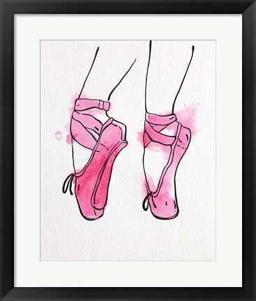 Framed Art Ballet Shoes En Pointe Pink Watercolor Part I Wall Decor18x24 Artwork