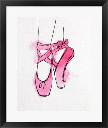 Framed Art Ballet Shoes En Pointe Pink Watercolor Part III Wall Decor18x24 Artwork