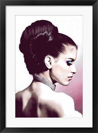 Framed Art Vintage Fashion Woman With Necklace Pink Wall Decor 18x24 Artwork