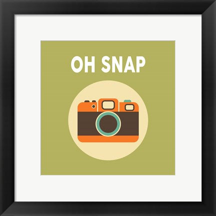 Framed Art OH SNAP Camera Green Wall Decor 18x24 Artwork