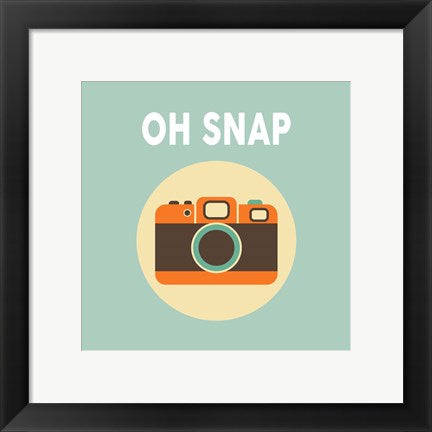 Framed Art OH SNAP Camera Blue Wall Decor 18x24 Artwork
